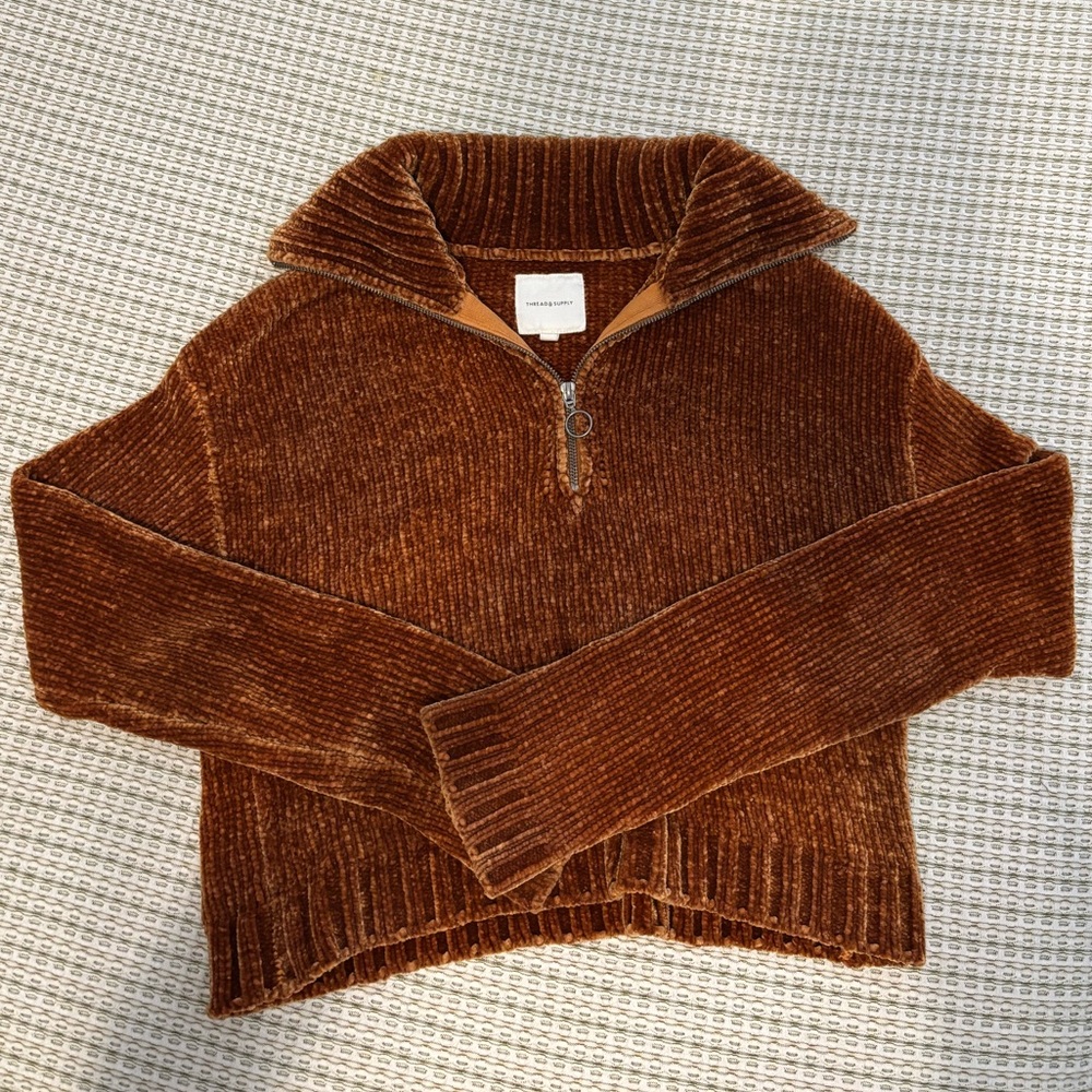 Thread & Supply Rust Quarter-Zip Sweater